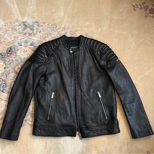 Superdry Premium Black Leather Jacket Size XXL